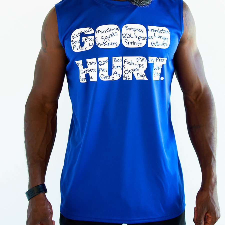 Goodhurt - Subtext Sleeveless T-Shirt Blue